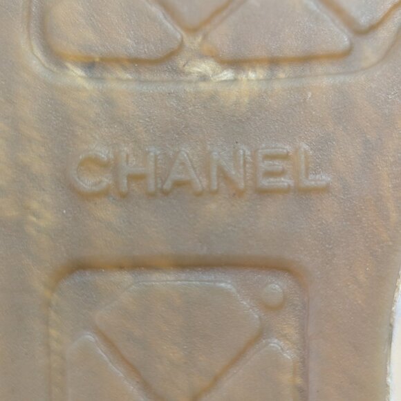 Chanel Espadrilles Beige & Black Lambskin Leather Size 11 - Picture 7 of 11